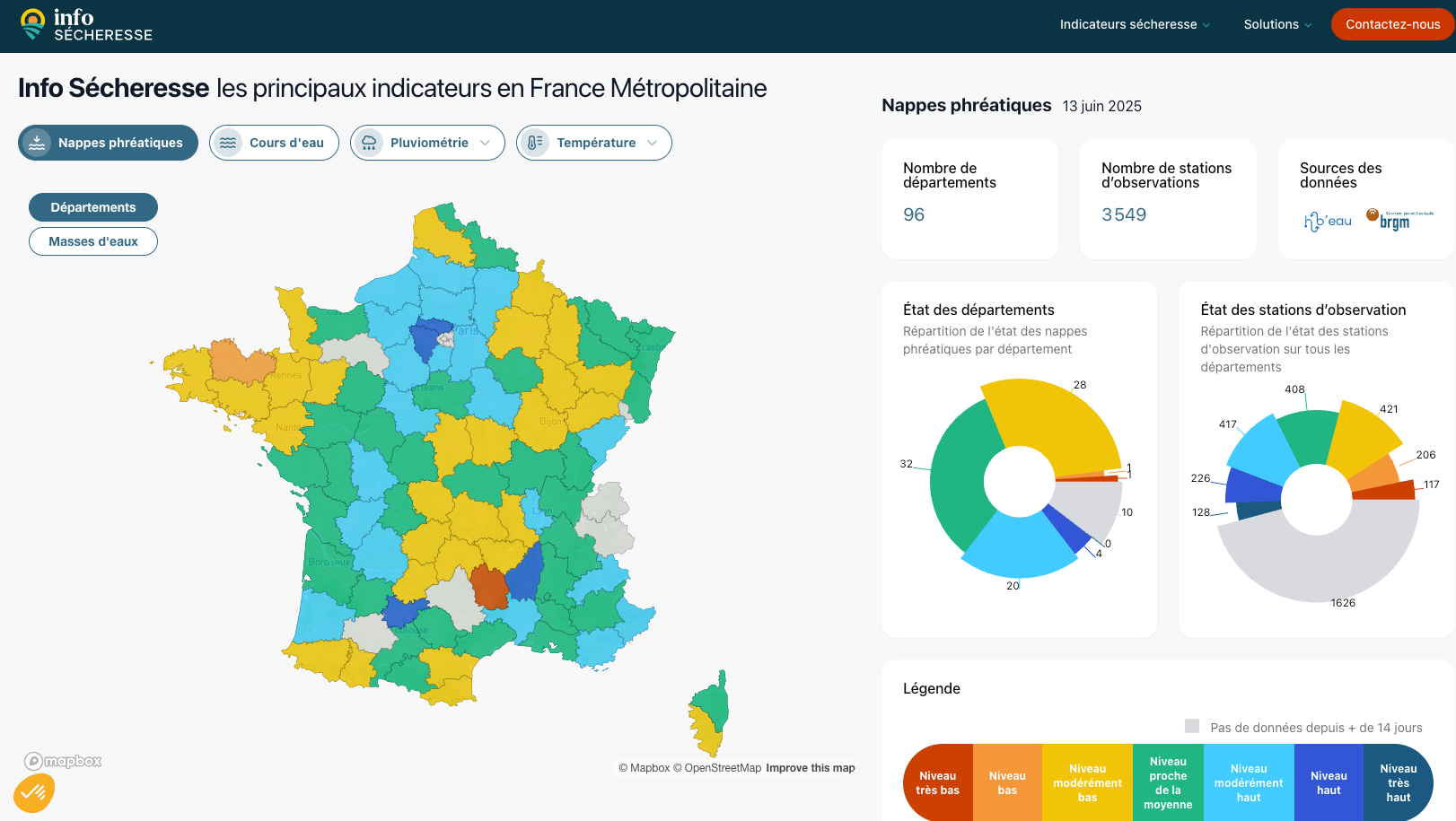 Capture d'écran du site Info Sécheresse